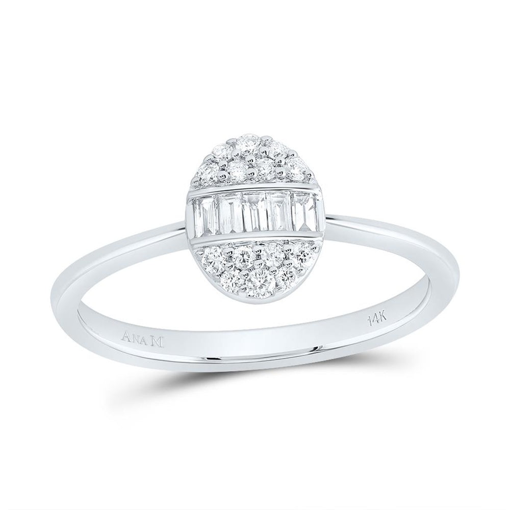 14K White Gold Oval Diamond Ring - 1/4 Carat Total Diamond Weight