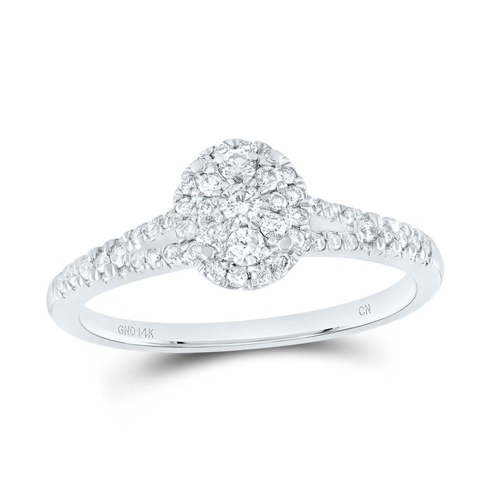 14K White Gold Oval Diamond Ring - 3/8 Carat Total Diamond Weight
