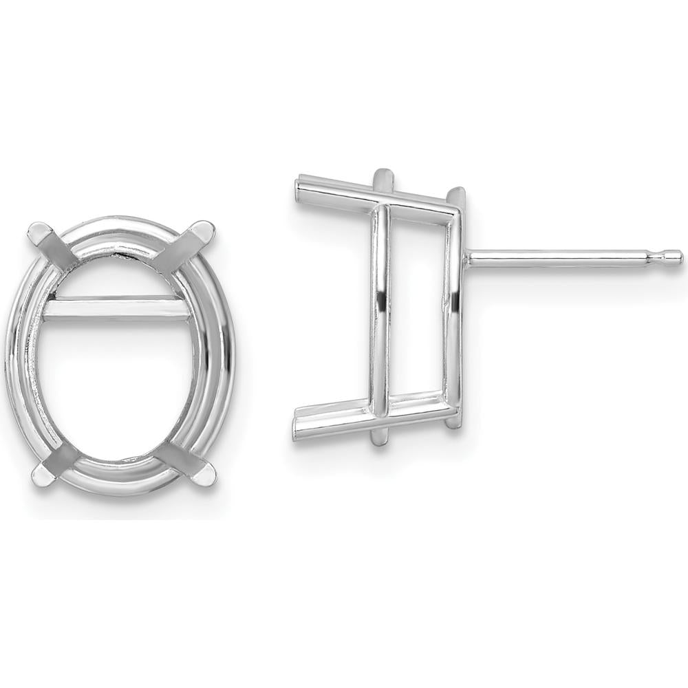 14K White Gold Oval Earring Mountings for 12x10mm Gemstones - Polished Finish by Monteluci Fine Jewelry
