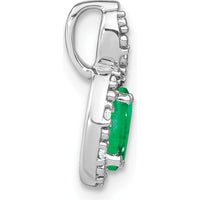 14K White Gold Oval Emerald and Diamond Halo Pendant - 0.42 Carat Emerald Weight by Lumare Gioia