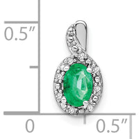 14K White Gold Oval Emerald and Diamond Halo Pendant - 0.42 Carat Emerald Weight by Lumare Gioia