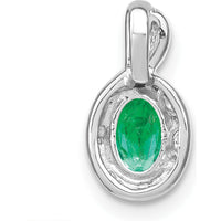 14K White Gold Oval Emerald and Diamond Halo Pendant - 0.42 Carat Emerald Weight by Lumare Gioia