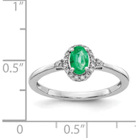 14K White Gold Oval Emerald and Diamond Halo Ring - 0.42 Carat Emerald, 0.016 Carat Total Diamond Weight by 0