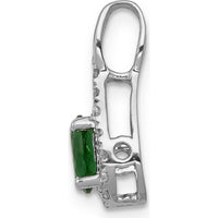 14K White Gold Oval Emerald and Diamond Halo Teardrop Pendant - 0.42 Carat Emerald, 0.006 Carat Diamond Weight by Lumare Gioia