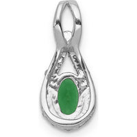 14K White Gold Oval Emerald and Diamond Halo Teardrop Pendant - 0.42 Carat Emerald, 0.006 Carat Diamond Weight by Lumare Gioia