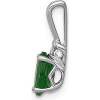 14K White Gold Oval Emerald and Diamond Pendant - 0.66 Carat Emerald, 0.015 Carat Diamonds by Lumare Gioia