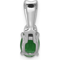 14K White Gold Oval Emerald and Diamond Pendant - 0.66 Carat Emerald, 0.015 Carat Diamonds by Lumare Gioia