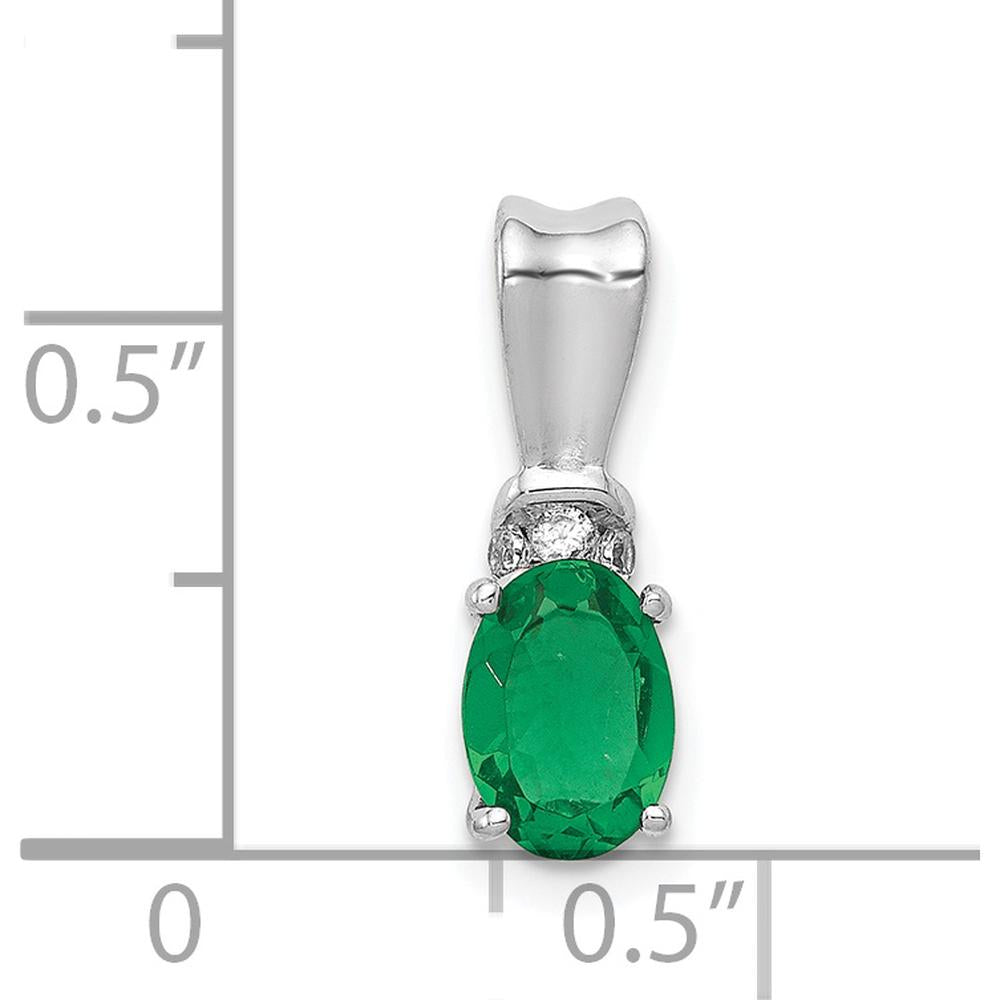 14K White Gold Oval Emerald and Diamond Pendant - 0.66 Carat Emerald, 0.015 Carat Diamonds by Lumare Gioia