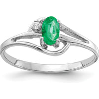 14K White Gold Oval Emerald and Diamond Ring - 0.25 Carat Emerald, 0.012 Carat Diamond by Monteluci Fine Jewelry