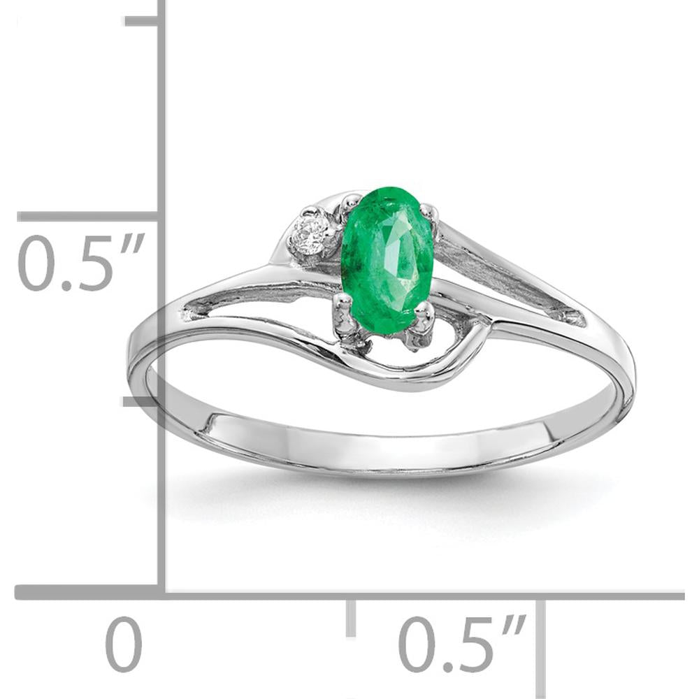 14K White Gold Oval Emerald and Diamond Ring - 0.25 Carat Emerald, 0.012 Carat Diamond by Monteluci Fine Jewelry