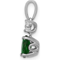 14K White Gold Oval Emerald Pendant with Round Diamonds - 0.73 Carat Emerald, 0.06 Carat Diamonds by Lumare Gioia