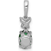 14K White Gold Oval Emerald Pendant with Round Diamonds - 0.73 Carat Emerald, 0.06 Carat Diamonds by Lumare Gioia