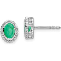 14K White Gold Oval Emerald Post Earrings - 0.25 Carat Total Emerald Weight by Monteluci Fine Jewelry