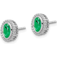 14K White Gold Oval Emerald Post Earrings - 0.25 Carat Total Emerald Weight by Monteluci Fine Jewelry