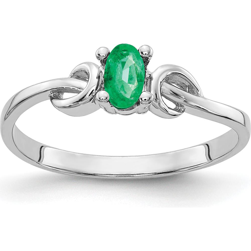 14K White Gold Oval Emerald Ring - 0.25 Carat Natural Faceted Green Emerald by Monteluci Fine Jewelry