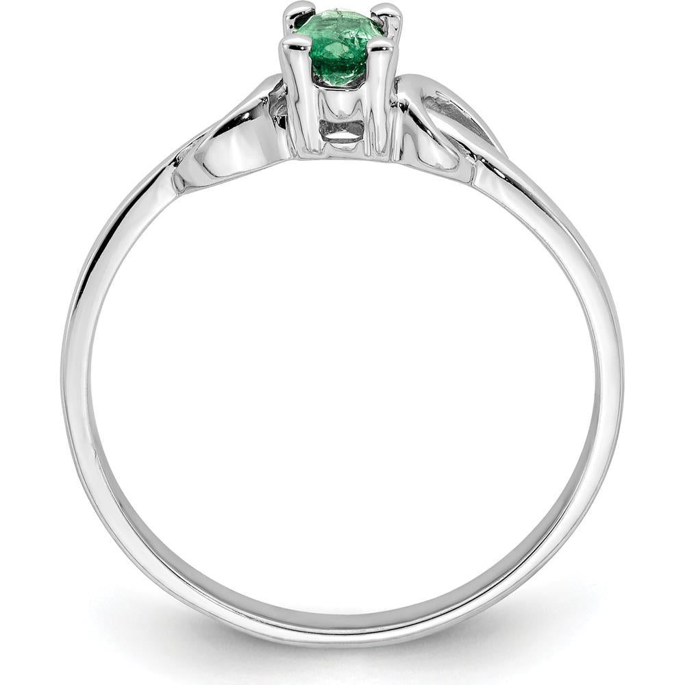 14K White Gold Oval Emerald Ring - 0.25 Carat Natural Faceted Green Emerald by Monteluci Fine Jewelry