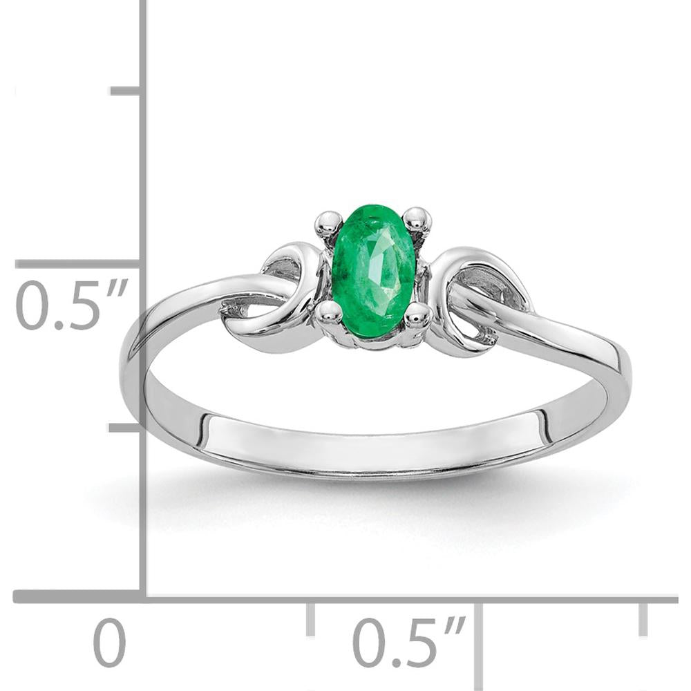 14K White Gold Oval Emerald Ring - 0.25 Carat Natural Faceted Green Emerald by Monteluci Fine Jewelry
