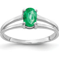 14K White Gold Oval Emerald Ring - 0.42 Carat Natural Emerald by Monteluci Fine Jewelry