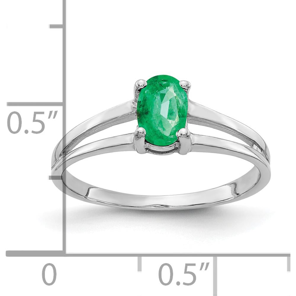 14K White Gold Oval Emerald Ring - 0.42 Carat Natural Emerald by Monteluci Fine Jewelry
