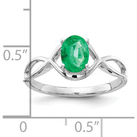 14K White Gold Oval Emerald Ring with Faceted 7x5mm Emerald - 0.78 Carat Total Emerald Weight by Monteluci Fine Jewelry
