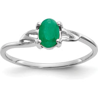 14K White Gold Oval Emerald Ring with Twisted Band Design - 0.50 Carat Natural Emerald by Oro Pregiato