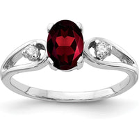 14K White Gold Oval Garnet and Diamond Accent Ring - 1.05 Carat Total Gem Weight by Monteluci Fine Jewelry