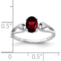 14K White Gold Oval Garnet and Diamond Accent Ring - 1.05 Carat Total Gem Weight by Monteluci Fine Jewelry