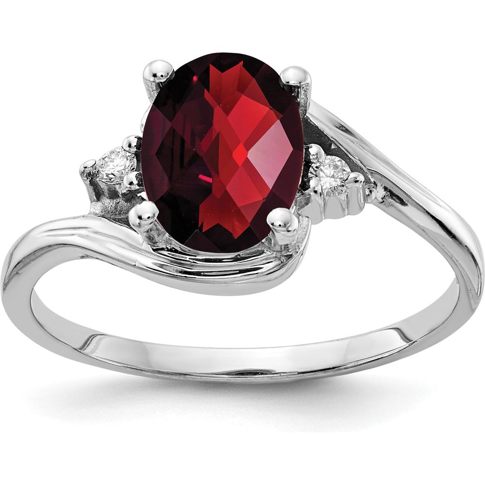 14K White Gold Oval Garnet and Diamond Accent Ring - 1.43 Carat Total Gem Weight by Monteluci Fine Jewelry