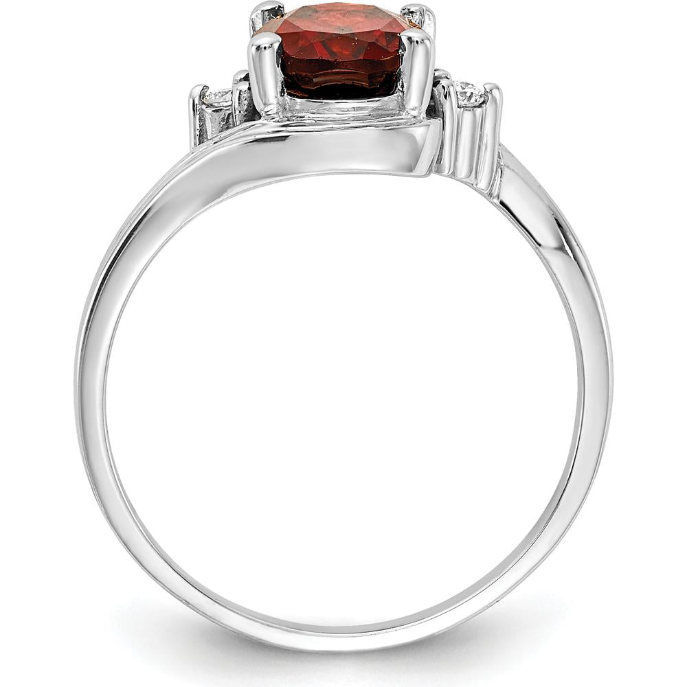 14K White Gold Oval Garnet and Diamond Accent Ring - 1.43 Carat Total Gem Weight by Monteluci Fine Jewelry