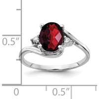 14K White Gold Oval Garnet and Diamond Accent Ring - 1.43 Carat Total Gem Weight by Monteluci Fine Jewelry