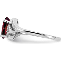 14K White Gold Oval Garnet and Diamond Accent Ring - 1.43 Carat Total Gem Weight by Monteluci Fine Jewelry