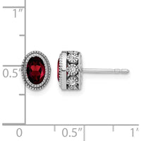 14K White Gold Oval Garnet and Diamond Button Earrings - 0.60 Carat Total Garnet Weight, 0.12 Carat Total Diamond Weight by Monteluci Fine Jewelry