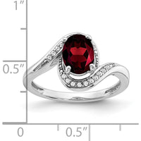 14K White Gold Oval Garnet and Diamond Bypass Ring - 1.47 Carat Garnet, 0.005 Carat Total Diamond Weight by 0