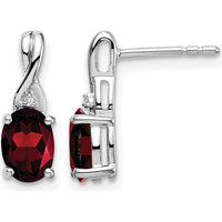 14K White Gold Oval Garnet and Diamond Drop Earrings - 1.50 Carat Total Garnet Weight by Monteluci Fine Jewelry