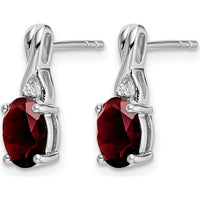 14K White Gold Oval Garnet and Diamond Drop Earrings - 1.50 Carat Total Garnet Weight by Monteluci Fine Jewelry