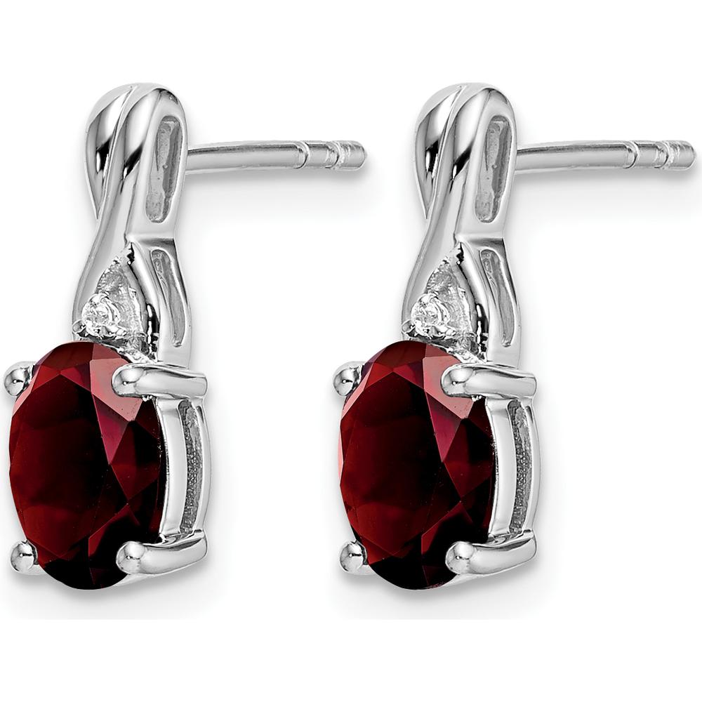 14K White Gold Oval Garnet and Diamond Drop Earrings - 1.50 Carat Total Garnet Weight by Monteluci Fine Jewelry