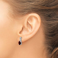 14K White Gold Oval Garnet and Diamond Drop Earrings - 1.50 Carat Total Garnet Weight by Monteluci Fine Jewelry