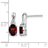 14K White Gold Oval Garnet and Diamond Drop Earrings - 1.50 Carat Total Garnet Weight by Monteluci Fine Jewelry