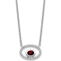 14K White Gold Oval Garnet and Diamond Pendant Necklace - 0.22 Carat Garnet, 0.072 Carat Total Diamond Weight by Lumare Gioia