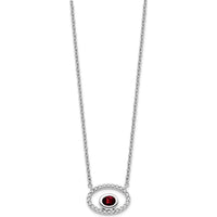 14K White Gold Oval Garnet and Diamond Pendant Necklace - 0.22 Carat Garnet, 0.072 Carat Total Diamond Weight by Lumare Gioia