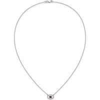 14K White Gold Oval Garnet and Diamond Pendant Necklace - 0.22 Carat Garnet, 0.072 Carat Total Diamond Weight by Lumare Gioia