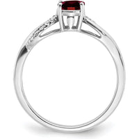 14K White Gold Oval Garnet and Diamond Ring with Round Diamond Accents - .935 Carat Garnet, 0.048 Carat Total Diamond Weight by 0