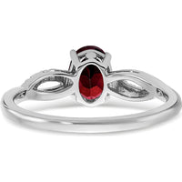 14K White Gold Oval Garnet and Diamond Ring with Round Diamond Accents - .935 Carat Garnet, 0.048 Carat Total Diamond Weight by 0