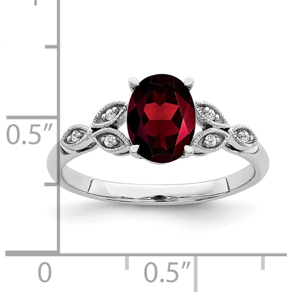 14K White Gold Oval Garnet and Round Diamond Ring - 14.471 Carat Total Garnet Weight by 0