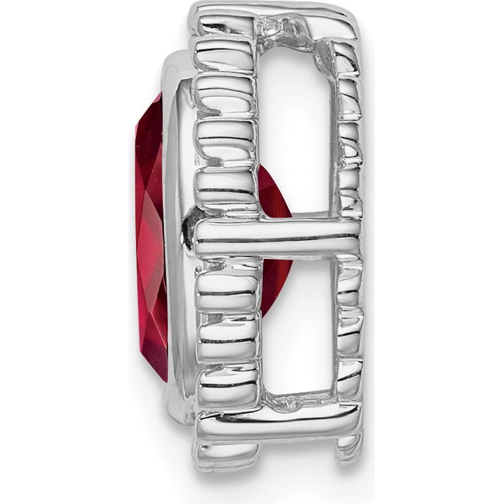 14K White Gold Oval Garnet Beaded Edge Pendant - 1.0 Carat Total Garnet Weight by Lumare Gioia