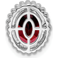 14K White Gold Oval Garnet Beaded Edge Pendant - 1.0 Carat Total Garnet Weight by Lumare Gioia