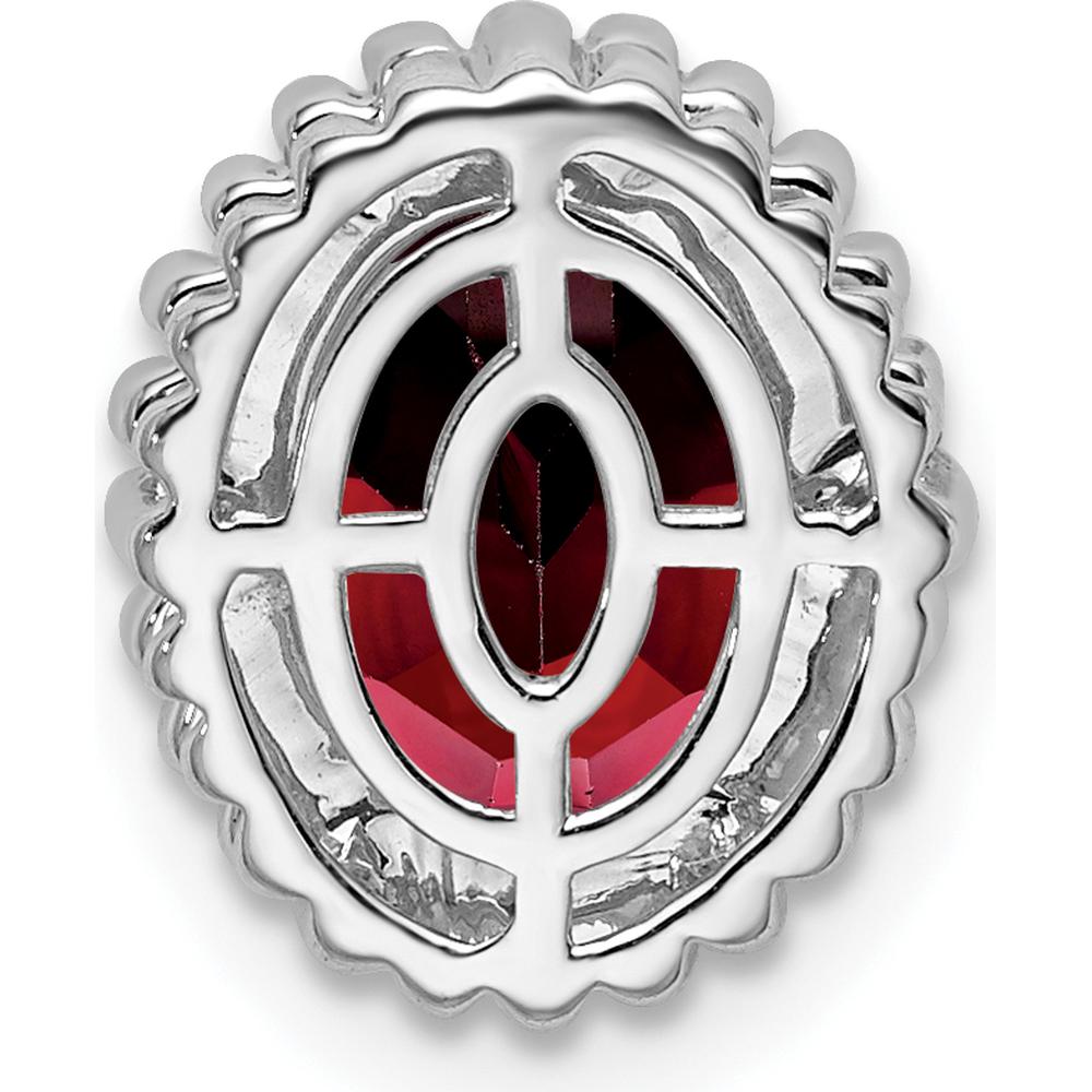 14K White Gold Oval Garnet Beaded Edge Pendant - 1.0 Carat Total Garnet Weight by Lumare Gioia
