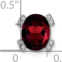 14K White Gold Oval Garnet Pendant with Round Diamond Accents - 1.3 Carat Garnet and 0.048 Carat Total Diamond Weight by Lumare Gioia