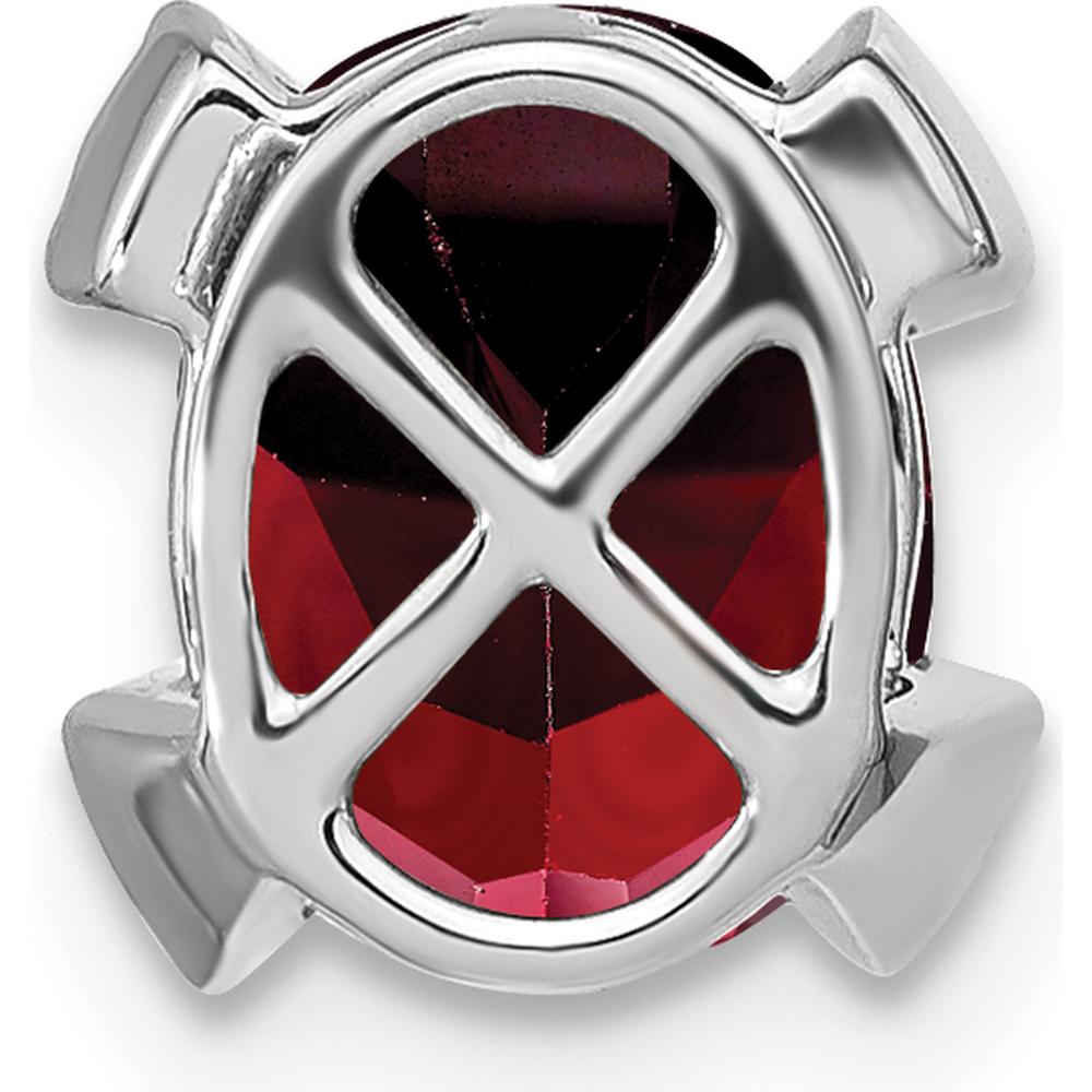 14K White Gold Oval Garnet Pendant with Round Diamond Accents - 1.3 Carat Garnet and 0.048 Carat Total Diamond Weight by Lumare Gioia