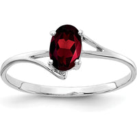 14K White Gold Oval Garnet Ring - 0.60 Carat Faceted Natural Garnet by Monteluci Fine Jewelry